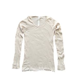 Lauren Manoogian Accordion Rib Cotton Silk Scoop Neck Long Sleeve Tee Shirt